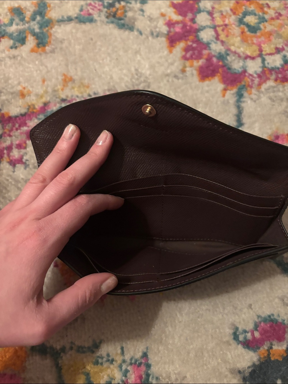 Coach Envelope Wallet in Brown Pebble with Gold Logo - Picture 4 of 6